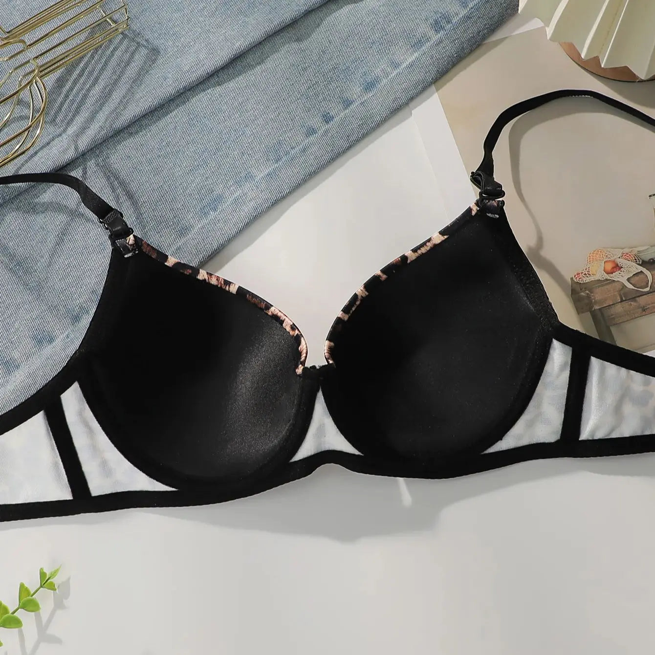 INTIMO SECRETS Leopard Print Push-Up Bra – B C Cup Comfortable