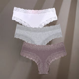 INTIMO SECRETS 3-Pack Women’s Floral Lace Cotton Panties – Sexy Soft Briefs S-XL