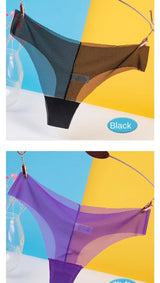 Sexy Ice Silk Panties Transparent Women Seamless Thong Underwear Low Waist Mesh G-string Lingerie трусы женские Ropa De Mujer