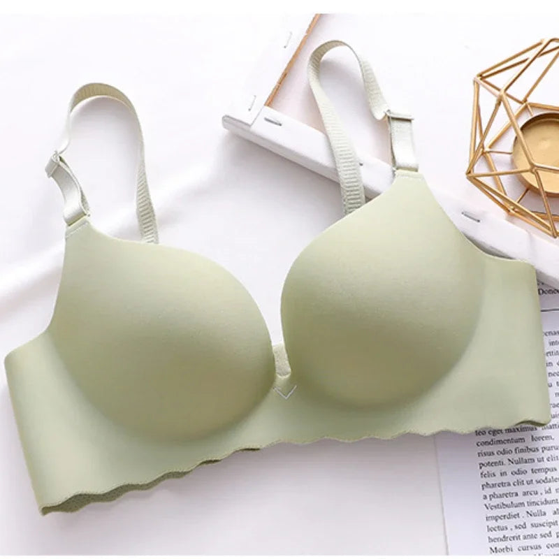 Sexy Push Up Bra Corset Wireless One-Piece Breathable Underwear Gathered Uphold Bra Set for Women Lingerie Seamless Bralette