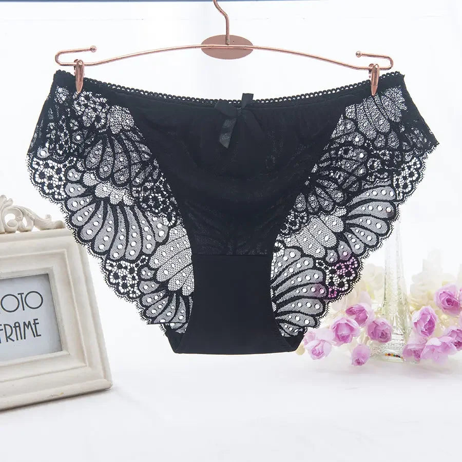 Hot Selling Item Fashion Women Underwear Sexy Lace Transparent Low Waist Hollow T Back Panties Lady Briefs Big Size M-3XL