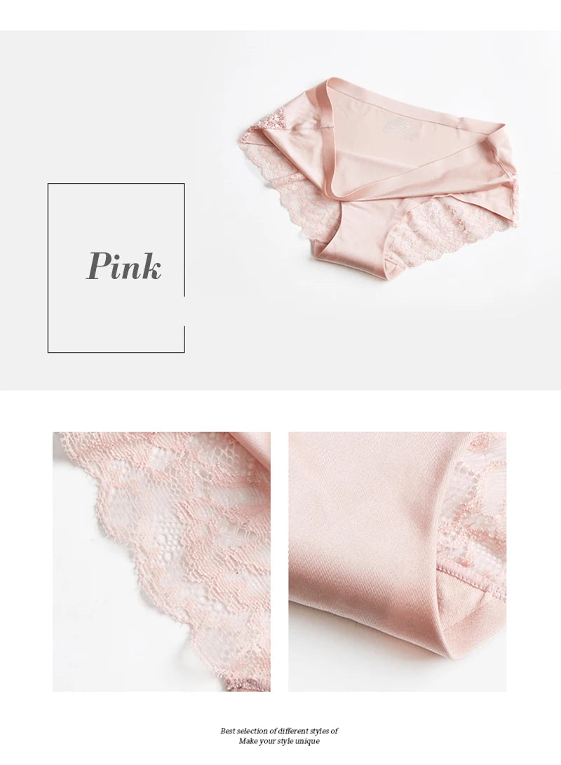 INTIMO SECRETS Lace Silk Panties – Plus Size Women’s Seamless Underwear 4XL