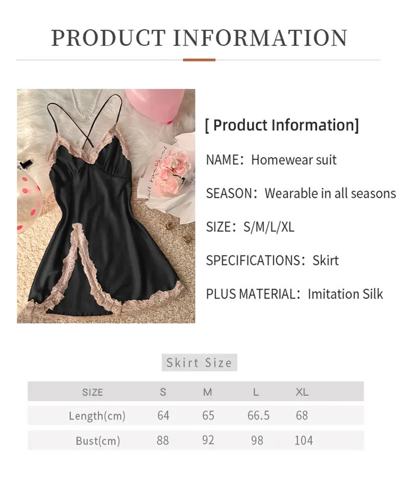 Off Shoulder Ultra Short Sexy Bras Pajamas Home Dresses Night Shirts Sexi Women's Nightgown Silk Lingerie See Through Dress