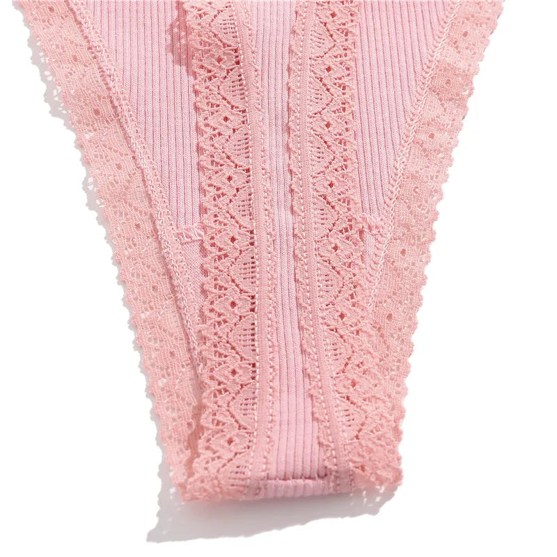 INTIMO SECRETS 4PCS Cotton Lace G-String – Low-Rise Thongs for Women