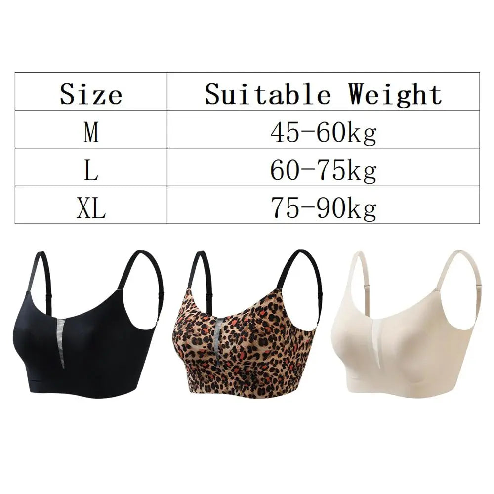 INTIMO SECRETS Leopard Print Wireless Minimizer Bra – Anti-Sag, Large Bust Support