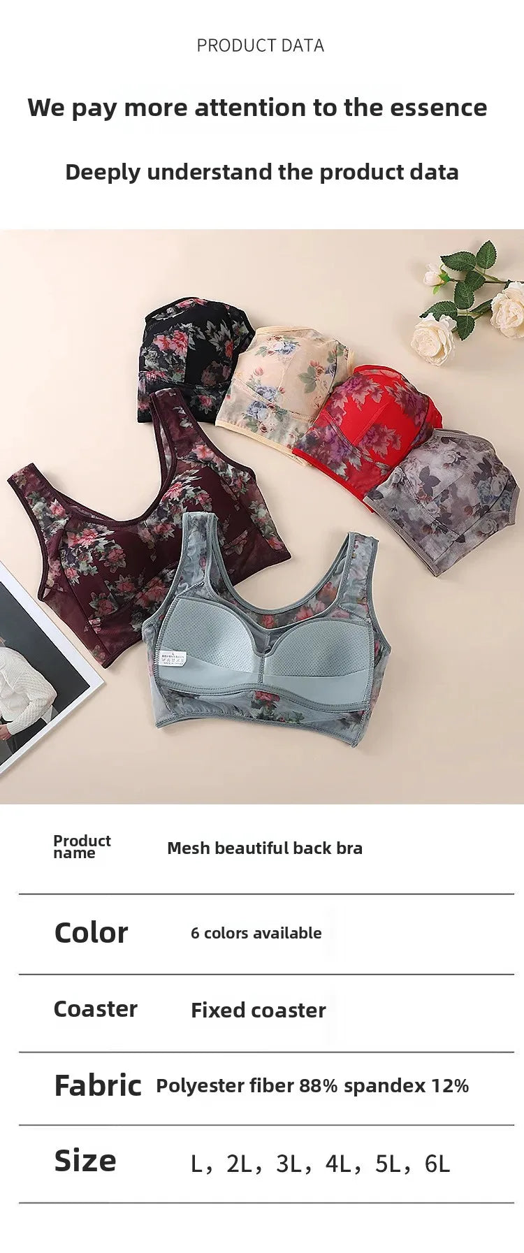 Plus Size Fixed Cup Bra Wireless Breathable Summer Thin Underwear One-Piece Vest Style for Middle-Aged And Elderly People