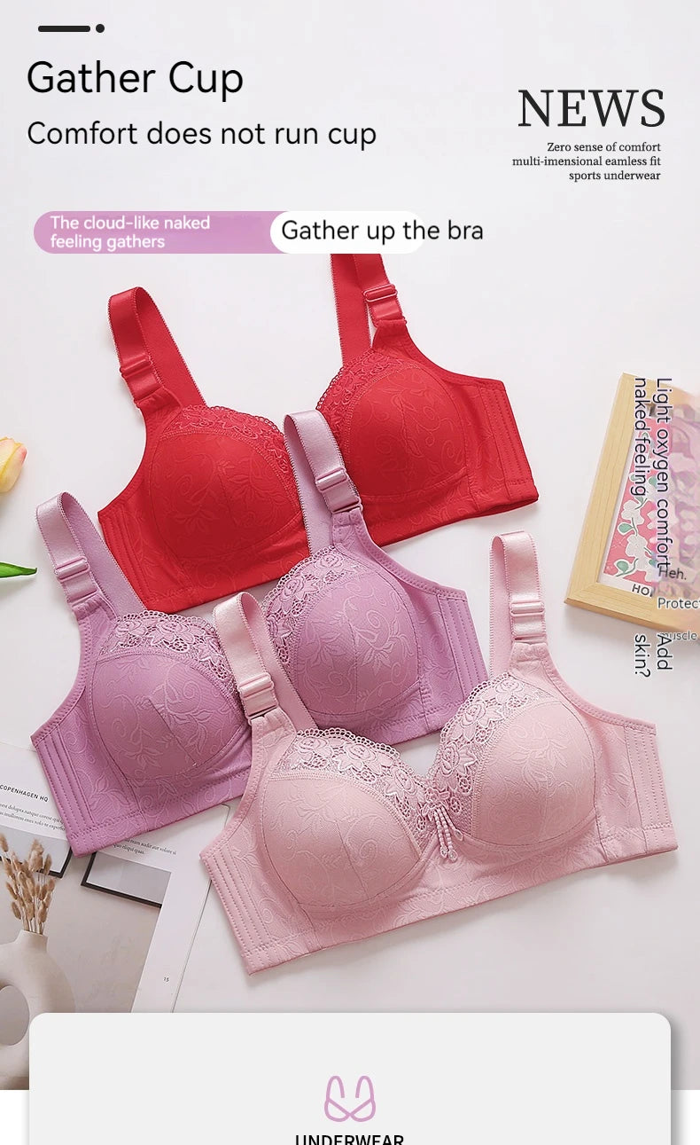 INTIMO SECRETS Women’s Plus-Size Lace Bralette – Ultra-Thin Deep V Bra