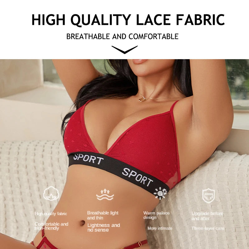 INTIMO SECRETS Dot Lace Push-Up Bralette – Wireless V-Neck Women’s Bra