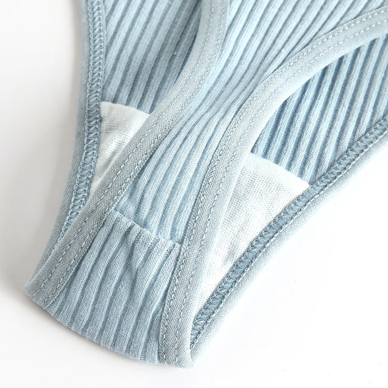 INTIMO SECRETS 4PCS Cotton Thongs – Striped G-String Underwear for Women