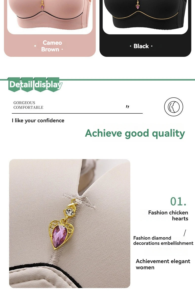 New Non-magnetic Thin Cup Glossy Fat Mm Bra Large Size No Underwire Comfortable Breathable Gathered Women's Underwear