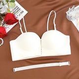 FINETOO 1PCS Women's Push-up Strapless Bras Front Buckle Brassiere Sexy Girls Small Chest Underwear Front Closure Sexy Bra