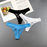 INTIMO SECRETS Plus Size Lace Cotton Thongs – Seamless T-Back G-String Underwear for Women 3PC