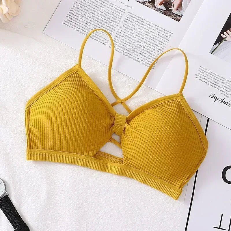 2023 sexy threaded sports yoga bra pure cotton sports bra fitness top bra breathable strap underwear bra pad wrap chest