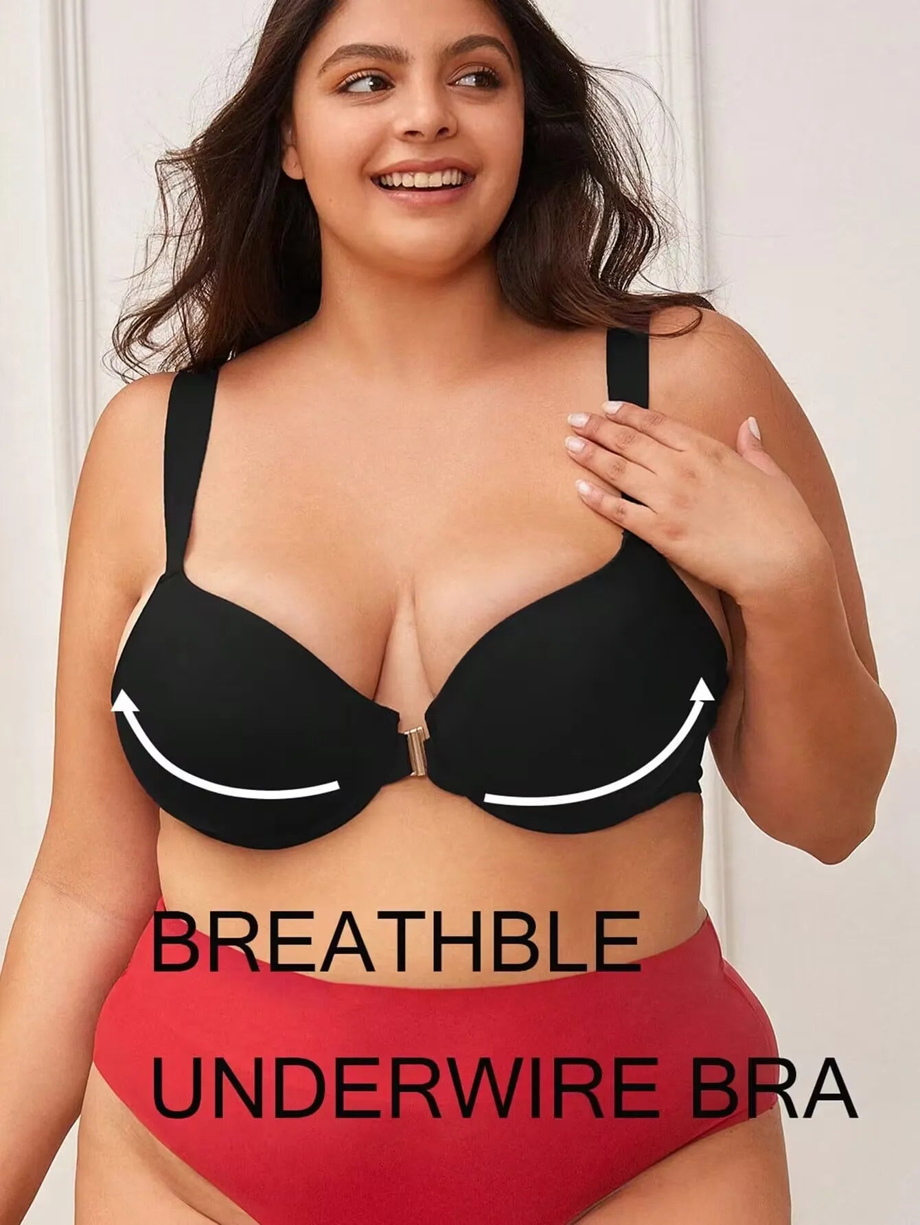 INTIMO SECRETS Front Buckle Shaper Bra - Smoothing Wide Band Plus Size