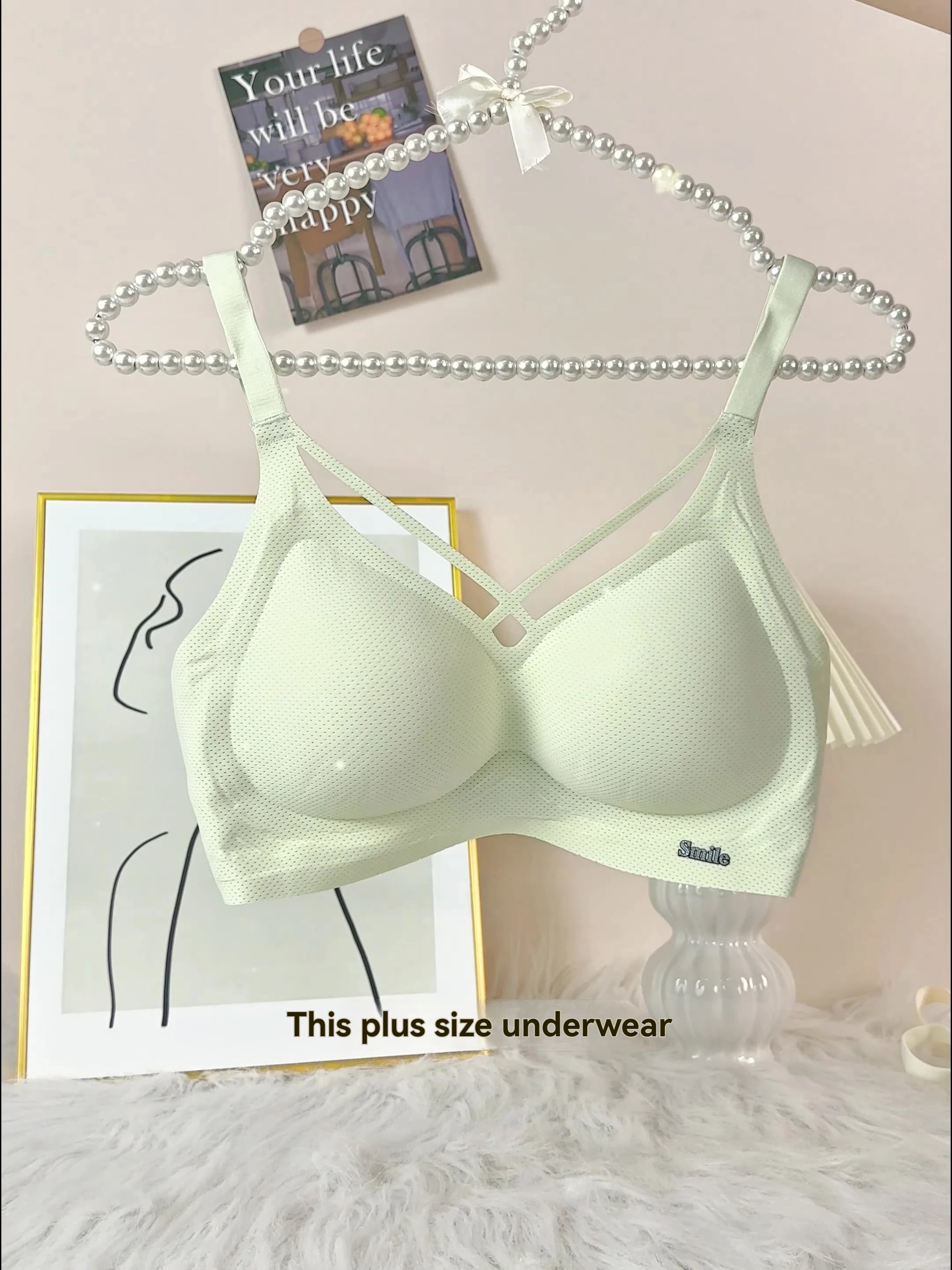 INTIMO SECRETS English Ice Silk Bra Set – Thick Cup, Wire-Free, Gathered Lingerie