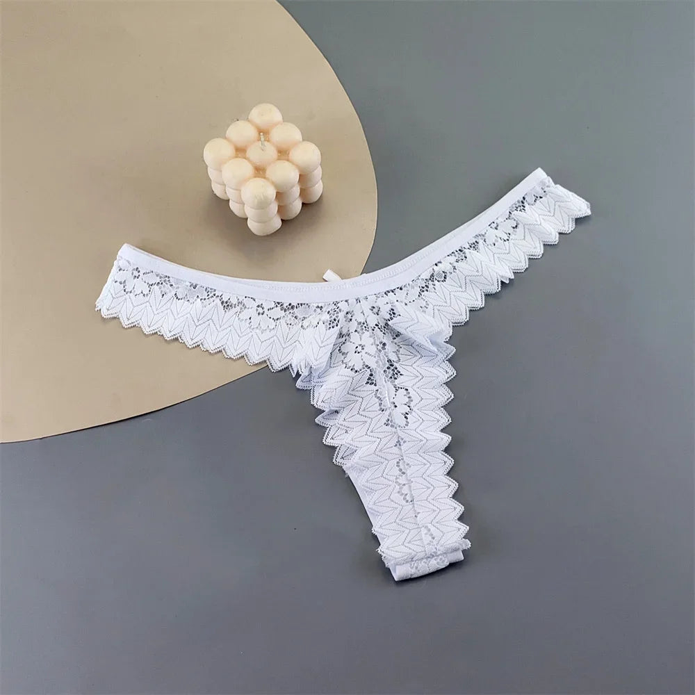 INTIMO SECRETS 3PCS Lace Thongs – Transparent Mid-Waist G-Strings Plus Size