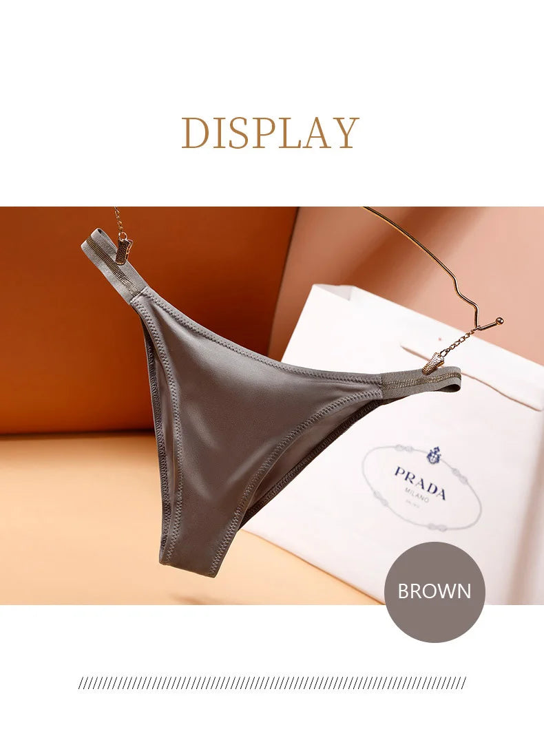 INTIMO SECRETS Ice Silk Thongs – Seamless Low-Waist G-String Underwear for Women