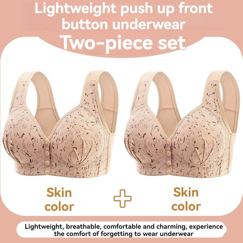 INTIMO SECRETS Women’s Floral Wireless Bra – Breathable Comfortable Front-Button Traceless