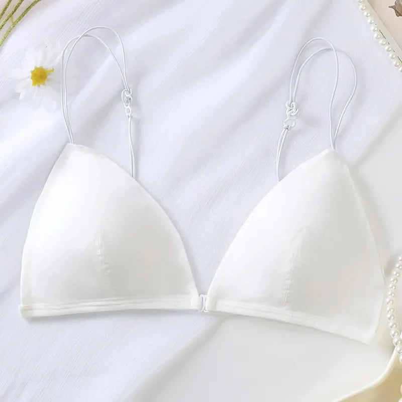Summer Hit Low Cut Backless Pure Cotton Wrap Chest Bra Women's Sexy Interest Triangle Cup Strapless Underwear Intimate Apparel