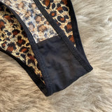 INTIMO SECRETS Women’s Leopard-Print Thong – Low-Waist Ice Silk Seamless G-String Panties