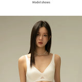 Wireless Deep V Seamless Bra for Women – Soft 3/4 Cup Hollow Out Comfort Lingerie