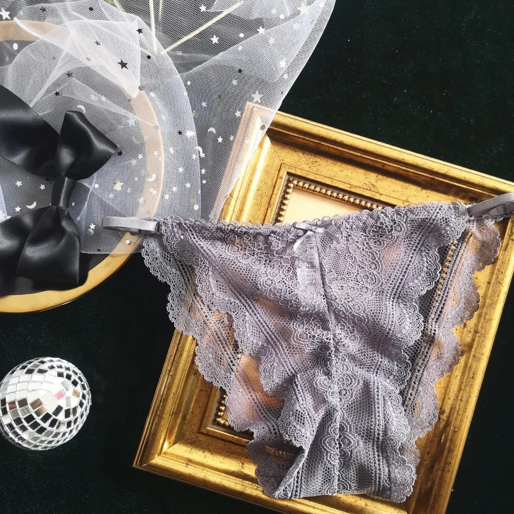 INTIMO SECRETS Adjustable Lace Thong - Sexy Transparent Half-Wrap T-Back