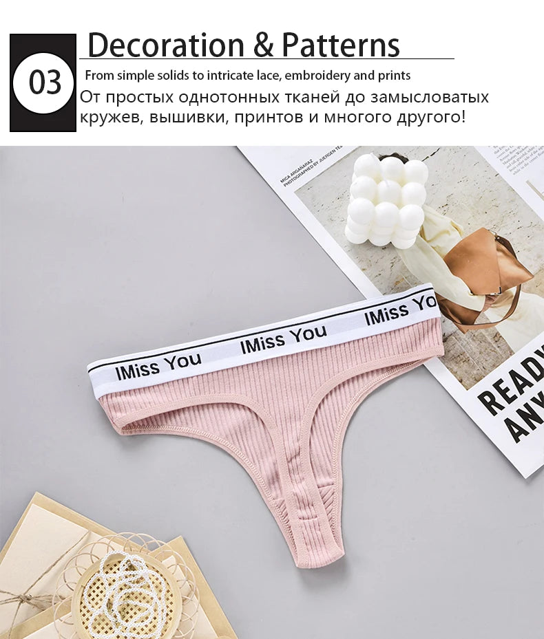 INTIMO SECRETS 3-Pack Women’s Cotton Thongs – Low-Waist, Soft & Comfortable G-String Panties