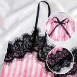 Two Piece Women's V-Neck Sexy Lace Suspender Pajama Shorts Set Casual Women's Sleeveless Sexy Pajama Set