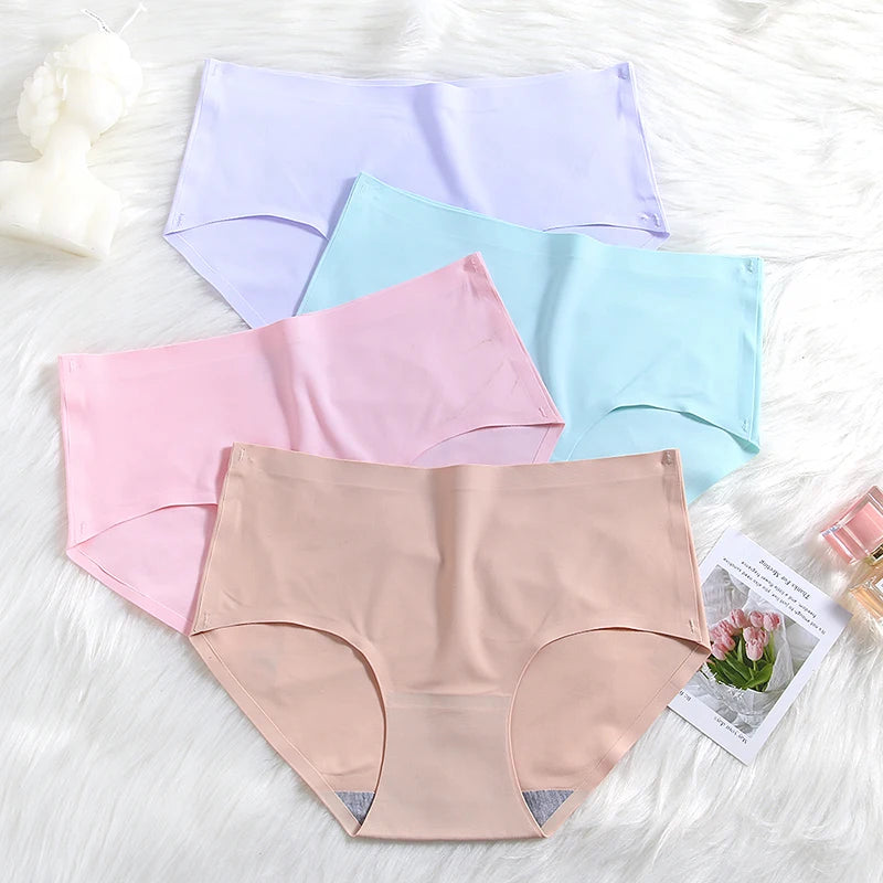 INTIMO SECRETS Plus Size Women’s Panties – Breathable Silk Satin 4PCS