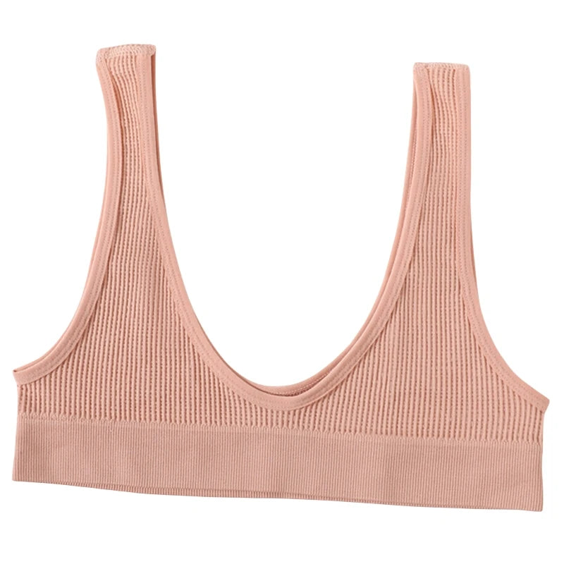 INTIMO SECRETS 3-Piece Seamless Push-Up Sports Bra Set – Deep U-Shape Ribbed Lingerie