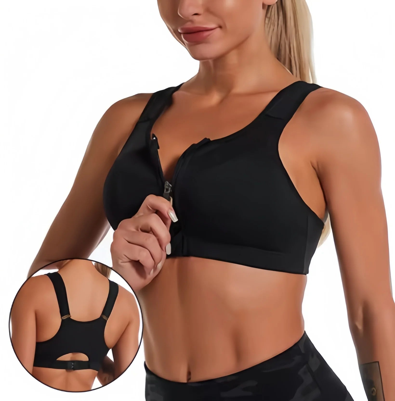 INTIMO SECRETS Women’s Deep U Sports Bra – Shockproof Yoga & Fitness Top