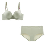 INTIMO SECRETS English Ice Silk Bra Set – Thick Cup, Wire-Free, Gathered Lingerie