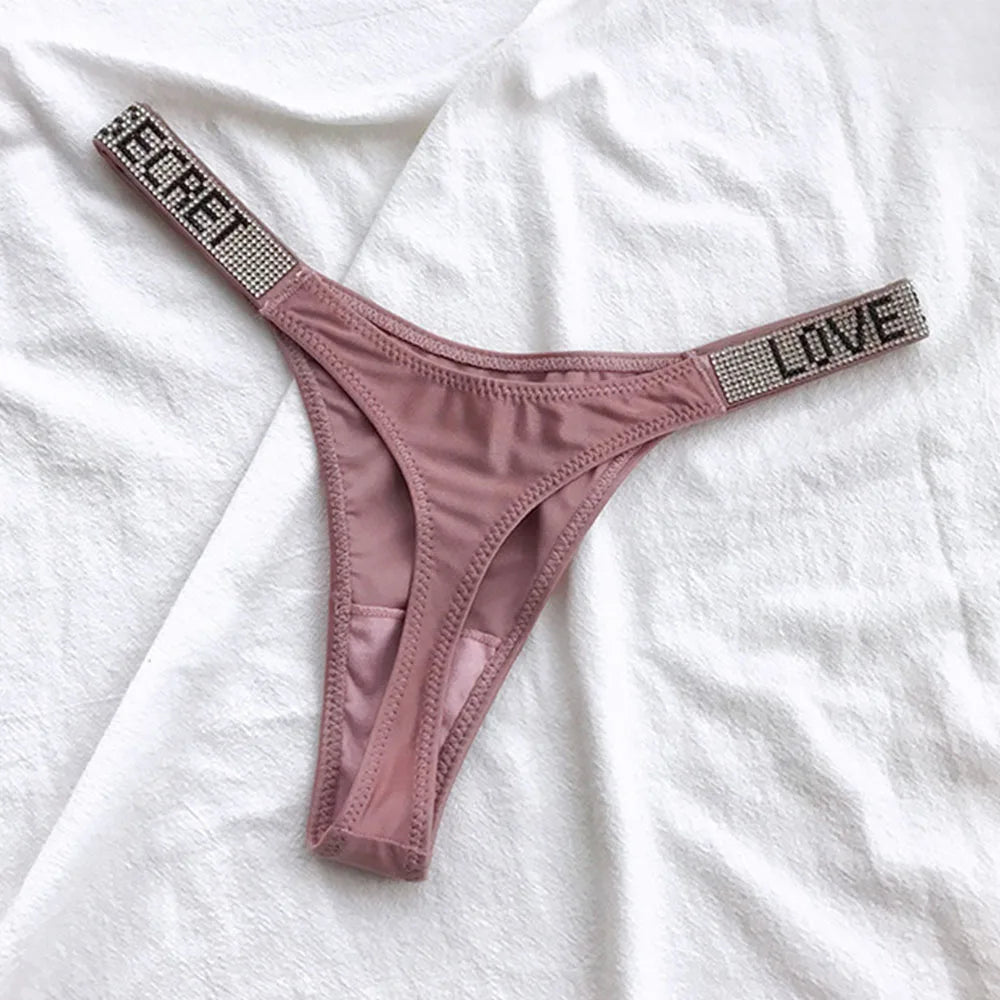 INTIMO SECRETS Women’s Sexy Rhinestone Low-Waist Thong Panties