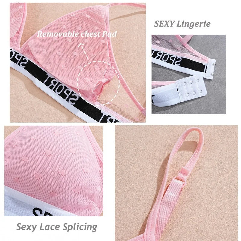 INTIMO SECRETS Dot Lace Push-Up Bralette – Wireless V-Neck Women’s Bra