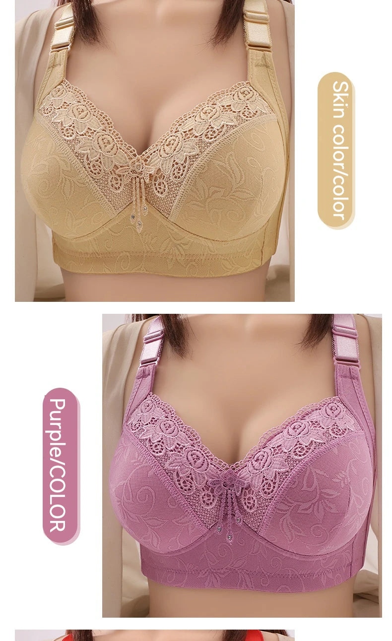 INTIMO SECRETS Women’s Plus-Size Lace Bralette – Ultra-Thin Deep V Bra