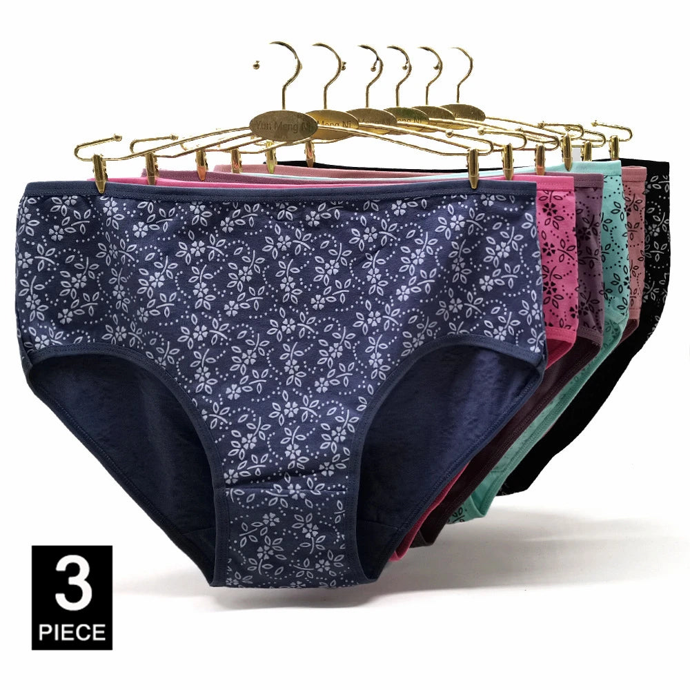INTIMO SECRETS 3PCS Cotton Panties – Plus Size Women’s Cozy Lingerie