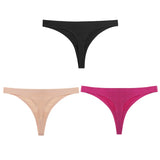 INTIMO SECRETS 3PCS Silk Satin Thongs – Seamless Sexy G-String Underwear for Women