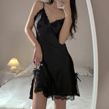 Nightdresses Women Sexy Halter Lace V-neck Sleepwear Female Sleeveless for Ladies Nightwear Hot Erotic Sleep Nightdress