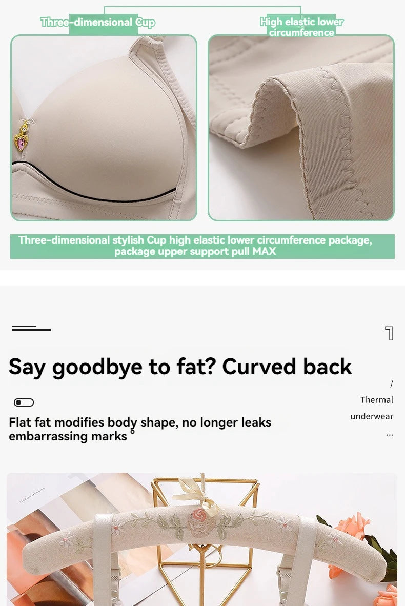 New Non-magnetic Thin Cup Glossy Fat Mm Bra Large Size No Underwire Comfortable Breathable Gathered Women's Underwear