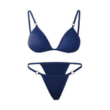 INTIMO SECRETS Women’s Solid Color Bikini Set – Metal Buckle Sling Backless Two-Piece Swimsuit