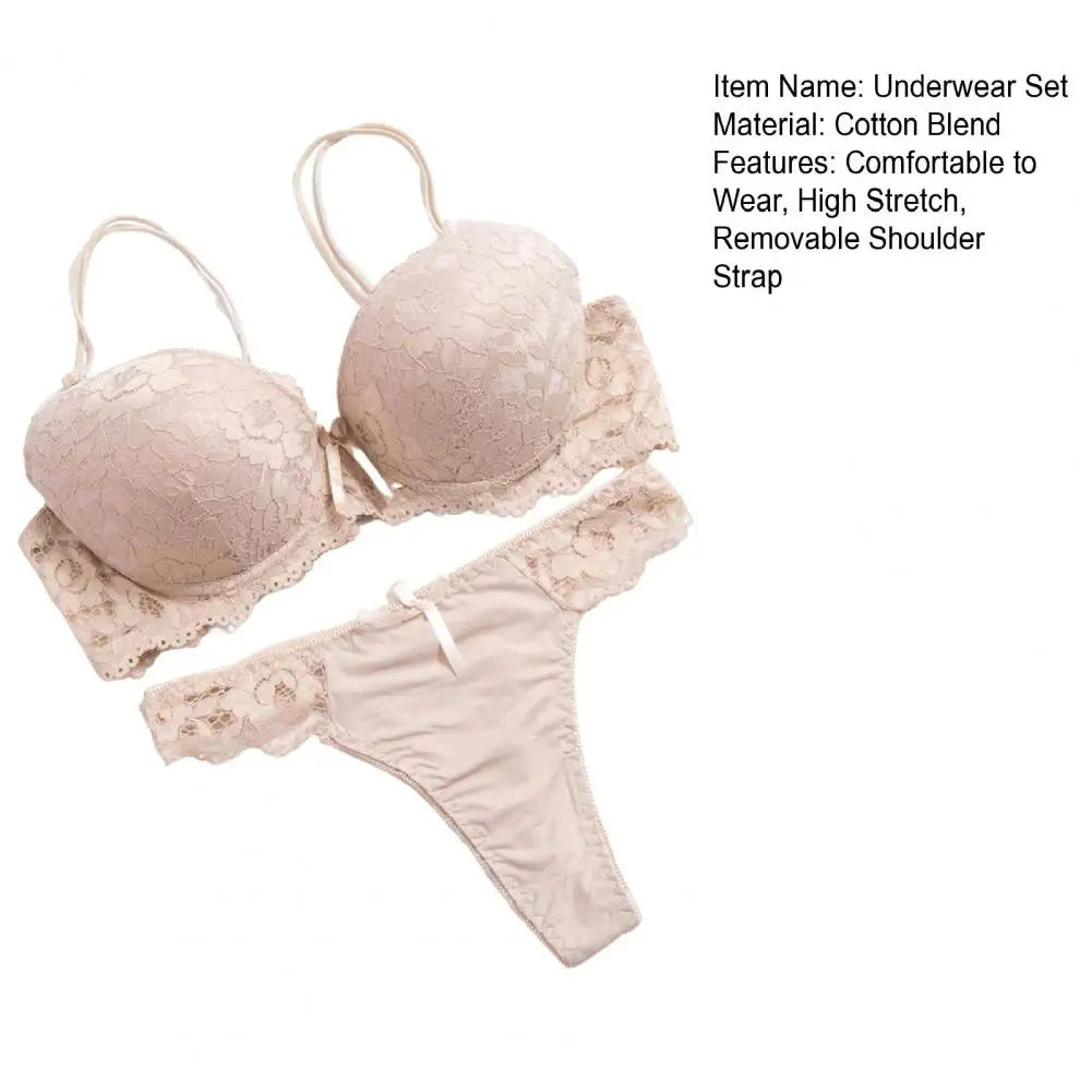 INTIMO SECRETS 2024 Floral Lace Push-Up Bra & Panties Set for Women