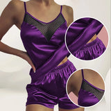 Lace Patchwork Vest Shorts, Women's Summer Pajamas, New Two-Piece Set, Lace Sexy, Can Be Worn for Casual Wear at Home