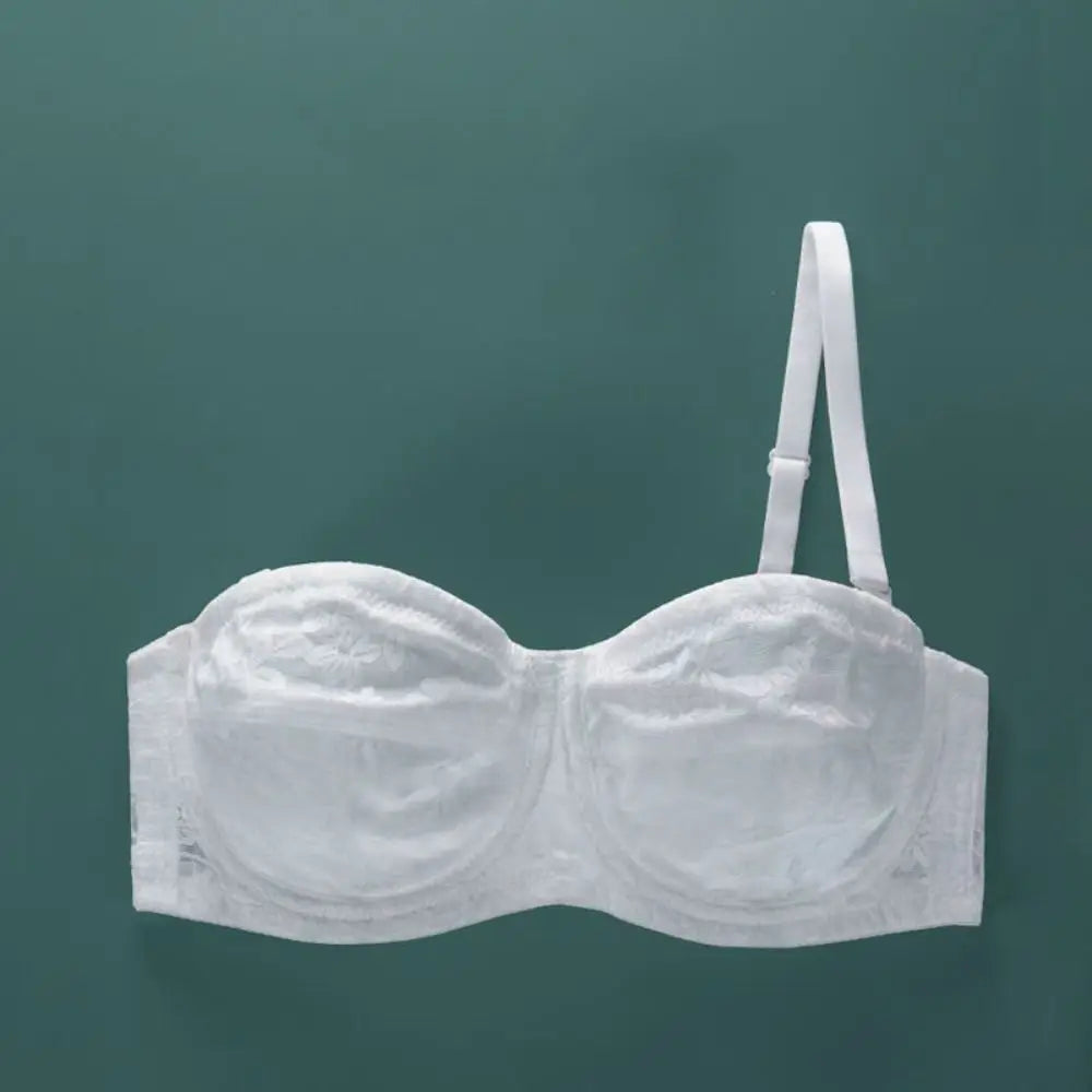 INTIMO SECRETS Women’s Mesh Lace Transparent Bra – Seamless Push-Up Invisible Lingerie for Wedding