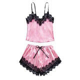 Two Piece Women's V-Neck Sexy Lace Suspender Pajama Shorts Set Casual Women's Sleeveless Sexy Pajama Set