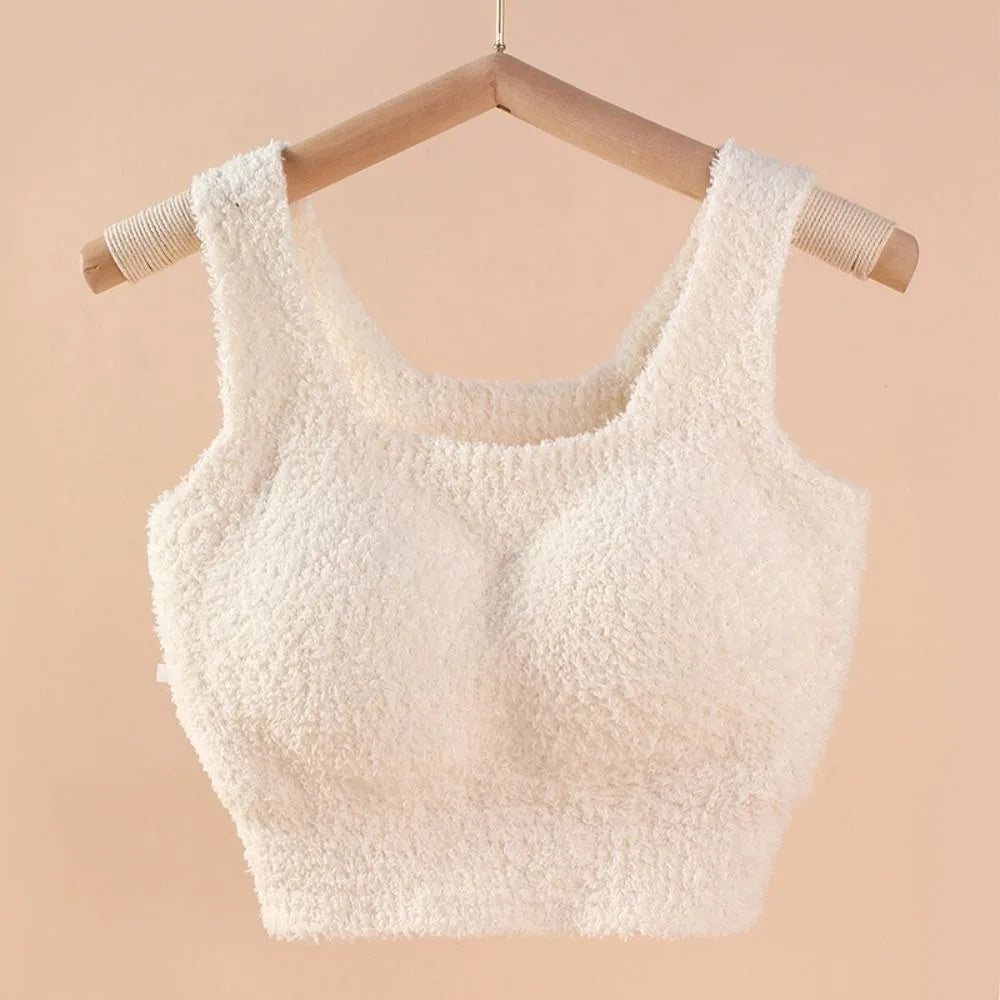 INTIMO SECRETS Winter Warm Fleece Bralette – Padded Thermal Crop Top