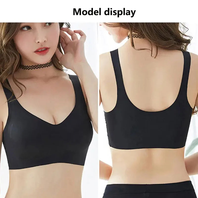 INTIMO SECRETS Detachable Pad Seamless Ice Silk Bra – Wireless, Breathable, Push-Up, Yoga Vest
