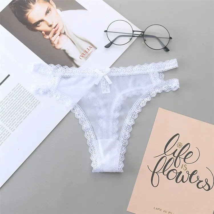 INTIMO SECRETS Women’s Summer Lace Thong – Low-Waist, Hollow-Out, Seamless & Breathable Panties