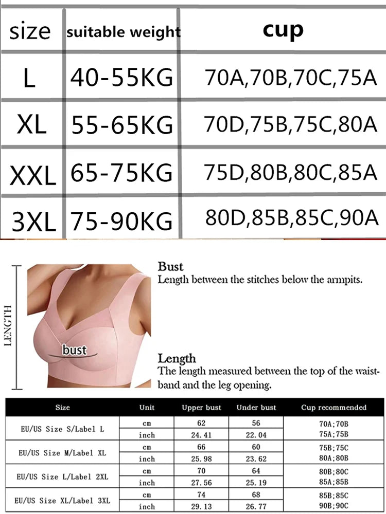 INTIMO SECRETS 2PCS Lace Sport Bras Plus Size Seamless Bra Bralette Backless Lady Brassiere Vest Female Gather Shock-Proof Wireless L-3XL