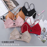 2023 sexy threaded sports yoga bra pure cotton sports bra fitness top bra breathable strap underwear bra pad wrap chest