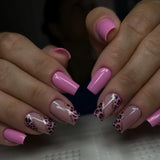 24pcs/set short square fake nails for women cute bride heart white french tips faux ongles y2k press on false nail supplies